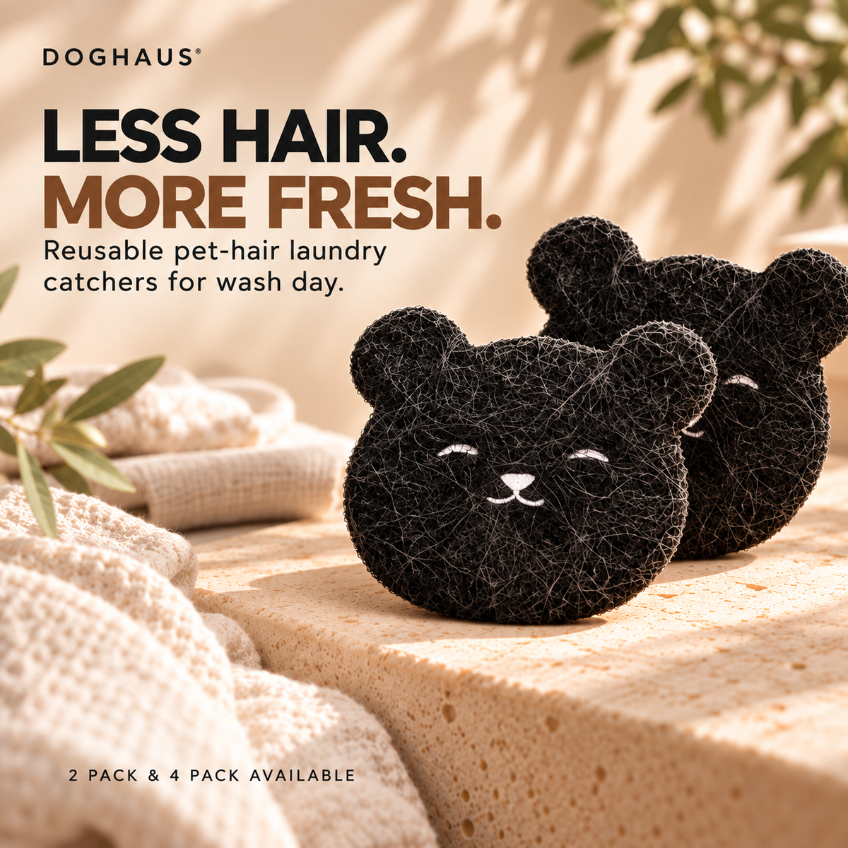 DOGHAUS WASH PAWS Reusable Pet Hair Laundry Catchers | 2 & 4 Pack