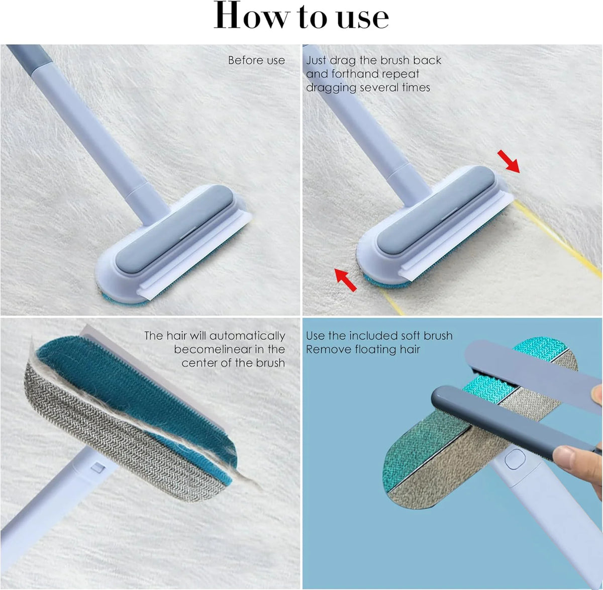 DOGHAUS FUR LIFT Reusable Pet Hair Remover | Extended Handle | No Lint Sheets